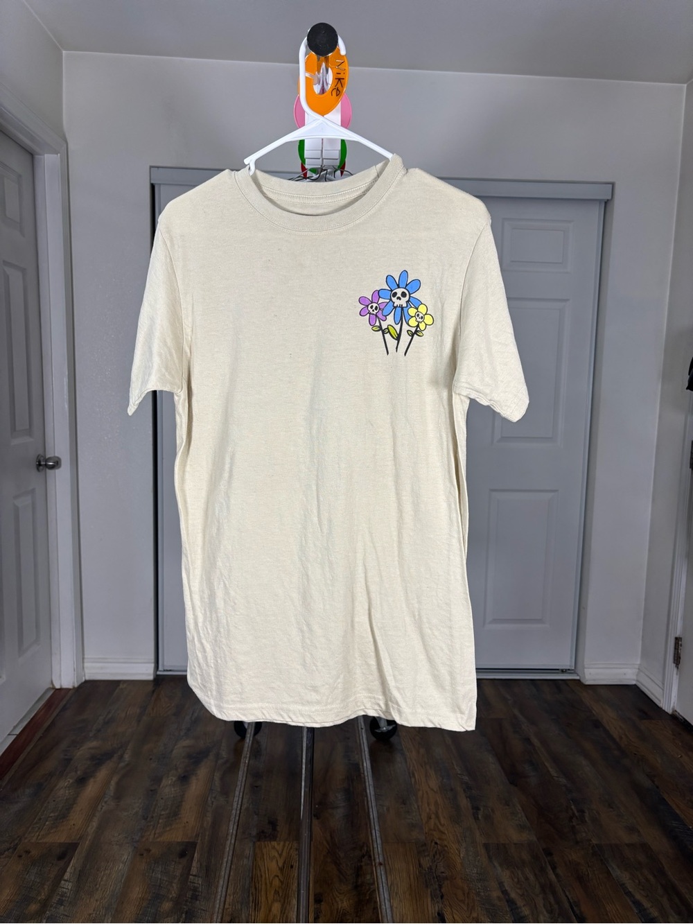 Nike Cream Short Sleeve Tee with Colorful Flower Graphic
